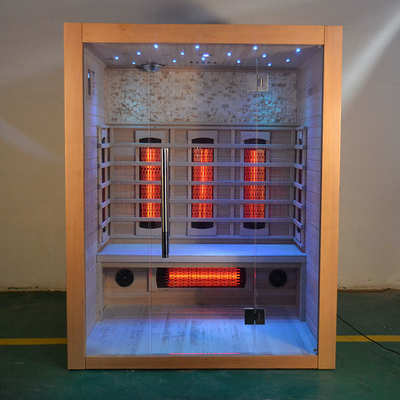 sauna infrarouge lointain sec en bois solide d'intérieur de sauna de la cigûe 2100W de personne infrarouge du cèdre rouge 3