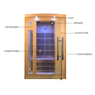 pièce sèche infrarouge lointaine en bois de luxe du sauna 1750W d'intérieur pour la personne 2