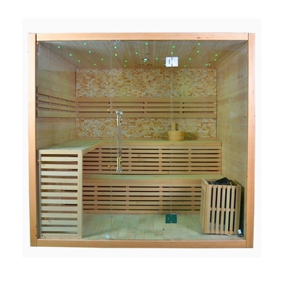 Salle de sauna à vapeur sèche en pruche canadienne en bois massif pour 4 personnes à l'intérieur