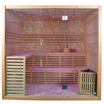 Salle de sauna à vapeur sèche en pruche canadienne en bois massif pour 4 personnes à l'intérieur