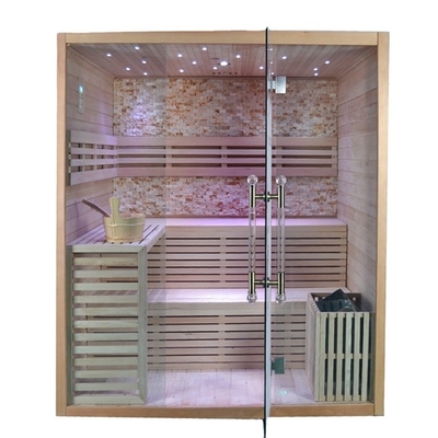 Salle de sauna à vapeur sèche en pruche canadienne en bois massif pour 4 personnes à l'intérieur