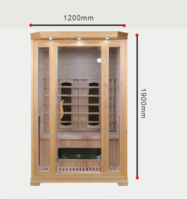 Taille 1750W de personne de la pièce 2 de sauna infrarouge de maison de lumière colorée d'intérieur de couleur en bois