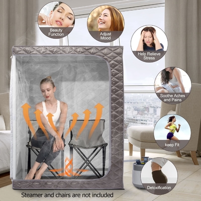 Sauna à vapeur portable de taille grise Sauna de spa à domicile Avec une capacité d'eau de 4L