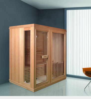 Sauna à vapeur traditionnelle à l'intérieur avec poêle et pierre