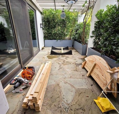 Sauna à vapeur traditionnelle en bois de pin canadien à fût extérieur 6000W