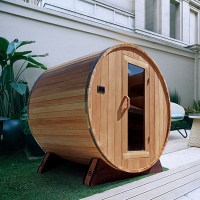 Sauna à vapeur traditionnelle en bois de pin canadien à fût extérieur 6000W