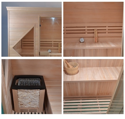 Poignée de porte en bois salle de sauna à vapeur traditionnelle pour 4 personnes à l' intérieur