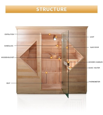 Poignée de porte en bois salle de sauna à vapeur traditionnelle pour 4 personnes à l' intérieur
