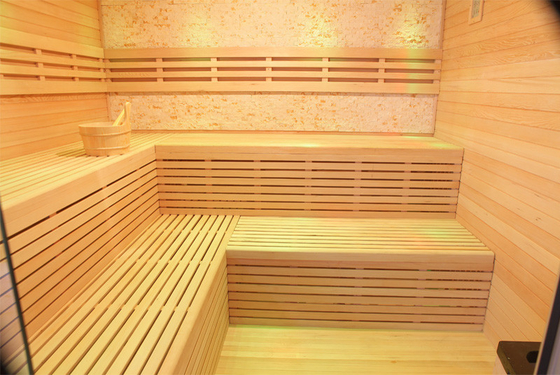 Salle de sauna traditionnelle à cuisinière à vapeur Premium Hemlock Cabine de sauna à vapeur intérieure sèche