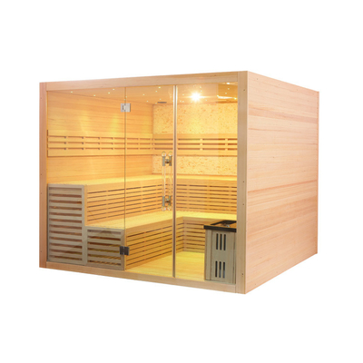 Salle de sauna traditionnelle à cuisinière à vapeur Premium Hemlock Cabine de sauna à vapeur intérieure sèche