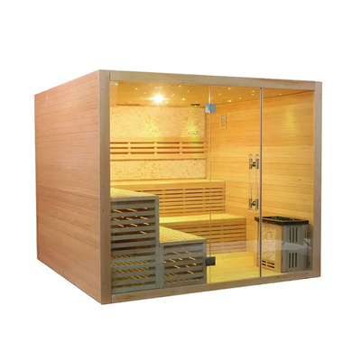 Salle de sauna traditionnelle à cuisinière à vapeur Premium Hemlock Cabine de sauna à vapeur intérieure sèche