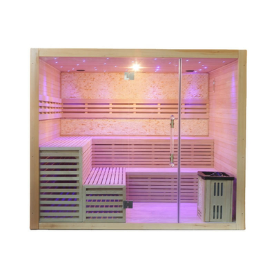 Salle de sauna traditionnelle à cuisinière à vapeur Premium Hemlock Cabine de sauna à vapeur intérieure sèche