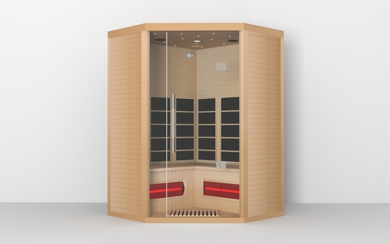 Sauna à vapeur bois coin intérieur en infrarouge Sauna à bosse en métal rouge