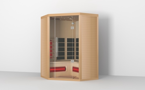 Sauna à vapeur bois coin intérieur en infrarouge Sauna à bosse en métal rouge