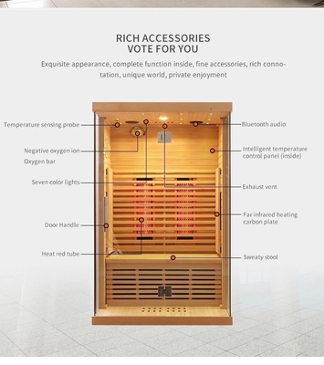 Chauffe-eau en fibre de carbone, sauna infrarouge, salle de sauna pour 2 personnes