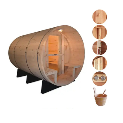 Sauna extérieur en bois de cèdre canadien à vapeur Sauna à fût à vapeur avec poêle à bois