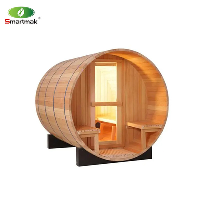 Sauna extérieur en bois de cèdre canadien à vapeur Sauna à fût à vapeur avec poêle à bois
