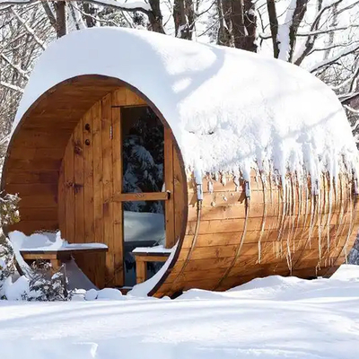 Sauna extérieur en bois de cèdre canadien à vapeur Sauna à fût à vapeur avec poêle à bois