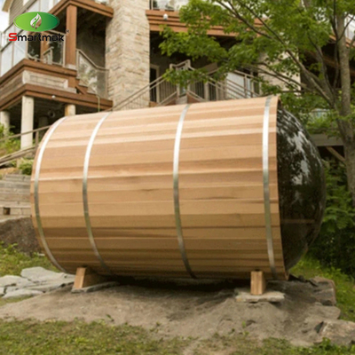 Sauna en verre panoramique à fût en bois à usage domestique Sauna à vapeur