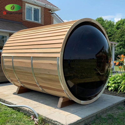 Sauna en verre panoramique à fût en bois à usage domestique Sauna à vapeur