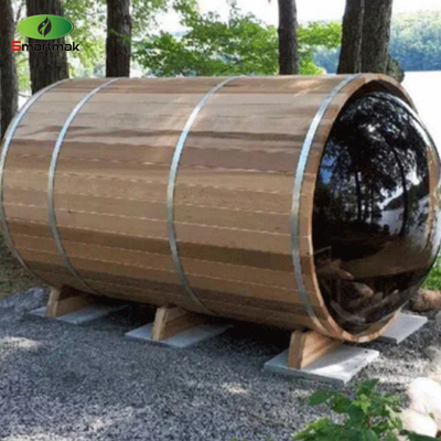 Sauna en verre panoramique à fût en bois à usage domestique Sauna à vapeur