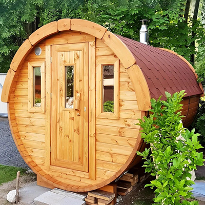 Sauna extérieur en cèdre, cuisinier à bois, sauna à vapeur pour 6 personnes