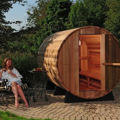 Sauna extérieur en cèdre, cuisinier à bois, sauna à vapeur pour 6 personnes