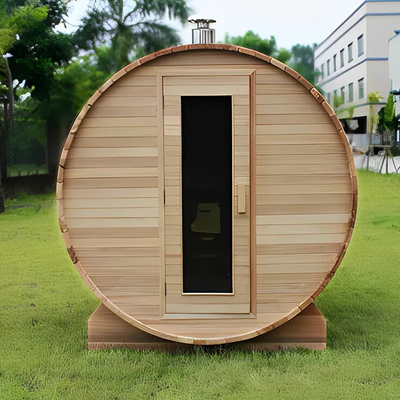 Sauna à fût en bois de cèdre rouge à vapeur humide Sauna traditionnelle en bois