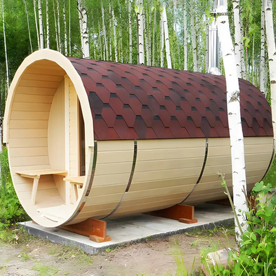 Sauna à fût en bois de cèdre rouge à vapeur humide Sauna traditionnelle en bois