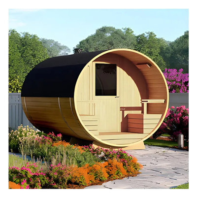 Sauna à fût en bois de cèdre rouge à vapeur humide Sauna traditionnelle en bois