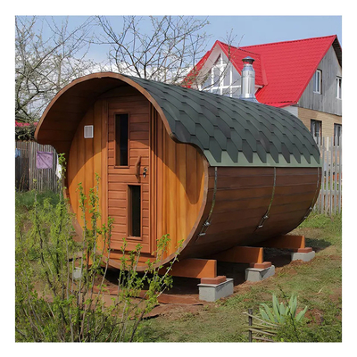 Sauna à vapeur en bois extérieur en cèdre canadien rouge avec chauffage au poêle