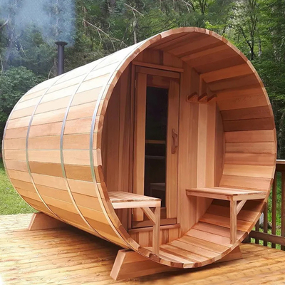 Sauna à vapeur en bois extérieur en cèdre canadien rouge avec chauffage au poêle