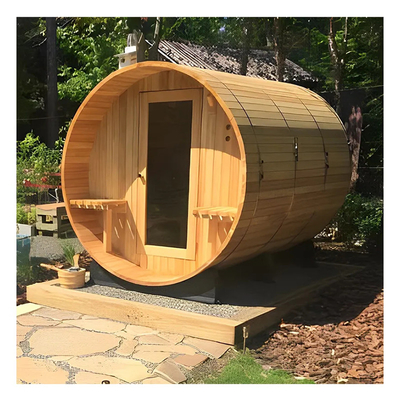 Saunas à vapeur en fût extérieur en bois de cèdre avec poêles à bois