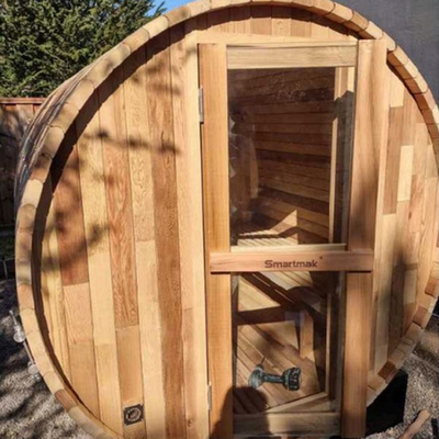 Sauna à vapeur traditionnelle en bois sec en fût de cèdre salle de sauna extérieure fût à bois