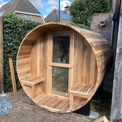 Sauna à vapeur traditionnelle en bois sec en fût de cèdre salle de sauna extérieure fût à bois