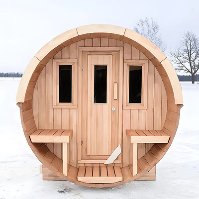 Sauna à vapeur à l'extérieur, salle de bain, sauna à fût en cèdre