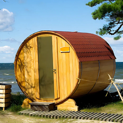 Sauna à vapeur à l'extérieur, salle de bain, sauna à fût en cèdre