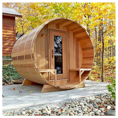 Sauna à fût panoramique en bois 4-8 Sauna à fût traditionnel à bois