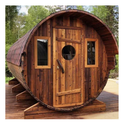 Sauna à fût panoramique en bois 4-8 Sauna à fût traditionnel à bois