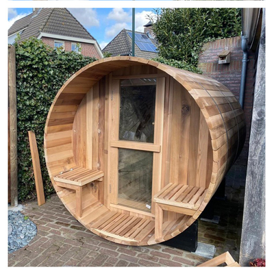 Sauna à fût panoramique en bois 4-8 Sauna à fût traditionnel à bois
