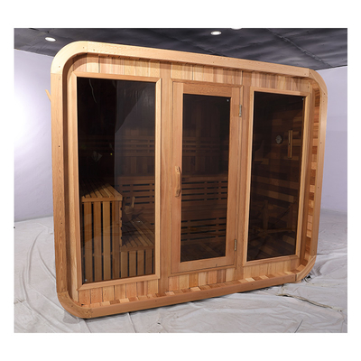 Système de musique Blue Tooth Sauna en cèdre porte vitrée extérieure Sauna à sec avec bois de lierre