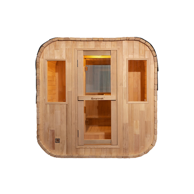 Sauna extérieur de luxe pour 5 à 6 personnes, porte de verre complète, sauna sec avec système de musique Bluetooth