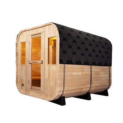 Sauna extérieur de luxe pour 5 à 6 personnes, porte de verre complète, sauna sec avec système de musique Bluetooth