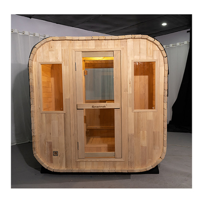 Sauna extérieur de luxe pour 5 à 6 personnes, porte de verre complète, sauna sec avec système de musique Bluetooth