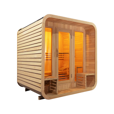 Sauna extérieur à sec pour 5 à 6 personnes, sauna en bois, porte vitrée complète, salle de sauna de santé