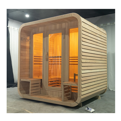 Sauna extérieur à sec pour 5 à 6 personnes, sauna en bois, porte vitrée complète, salle de sauna de santé