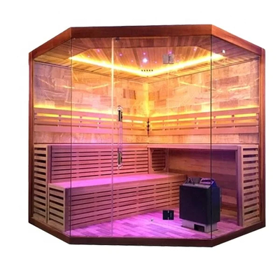 1750W Hemlock Cedar Sauna à domicile avec un système de sécurité de panneau de commande de verre trempé de 8 mm.