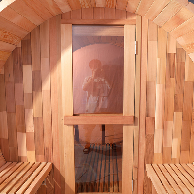 Sauna en bois à fût de cèdre rouge canadien avec chauffage de poêle à commande interne de 4,5 kW