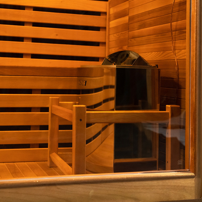 Panneau de commande à écran tactile 6KW Cuisinier chauffant Hemlock / Sauna à vapeur de cèdre rouge Avec lumière LED