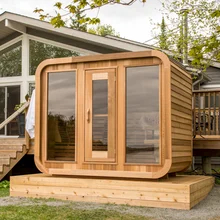 HEMLOCK Bois personnalisé Sauna sec extérieur Relaxation Retraite de santé avec verre trempé 8 mm 220V